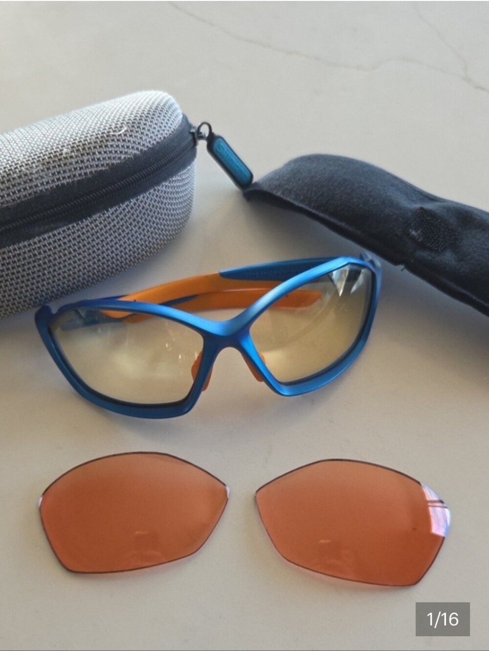 Shimano Blue Orange Sport Sunglasses with Amber Interchangeable Lenses